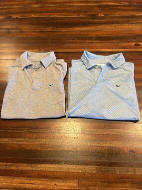 Vineyard Vines boys Polo Pair - Light Blue & Heather Gray medium